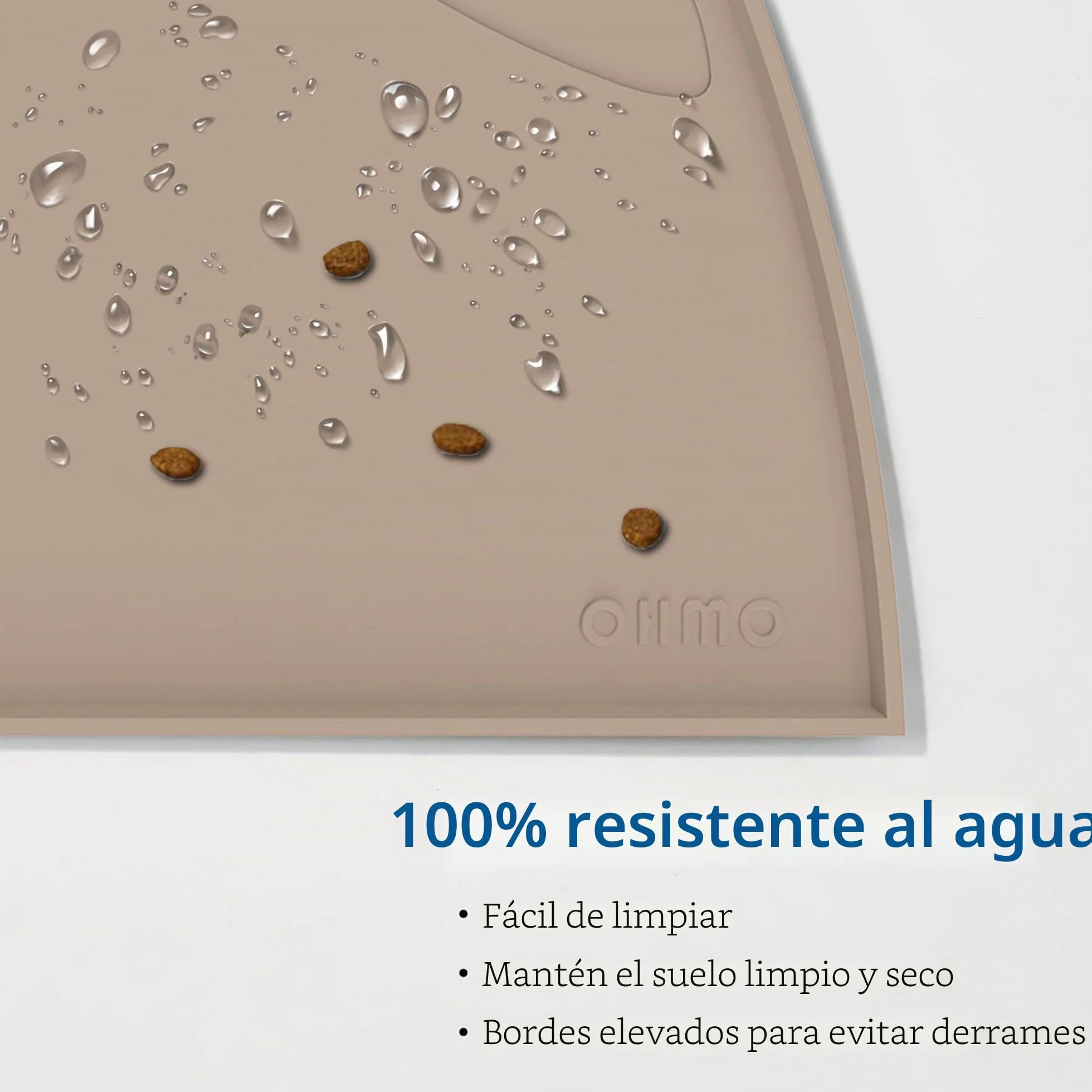OHMO Alfombras para Comederos Perros y Gatos, Impermeable,(Beige, 46x25cm), Alfombrilla Silicona de Mascota