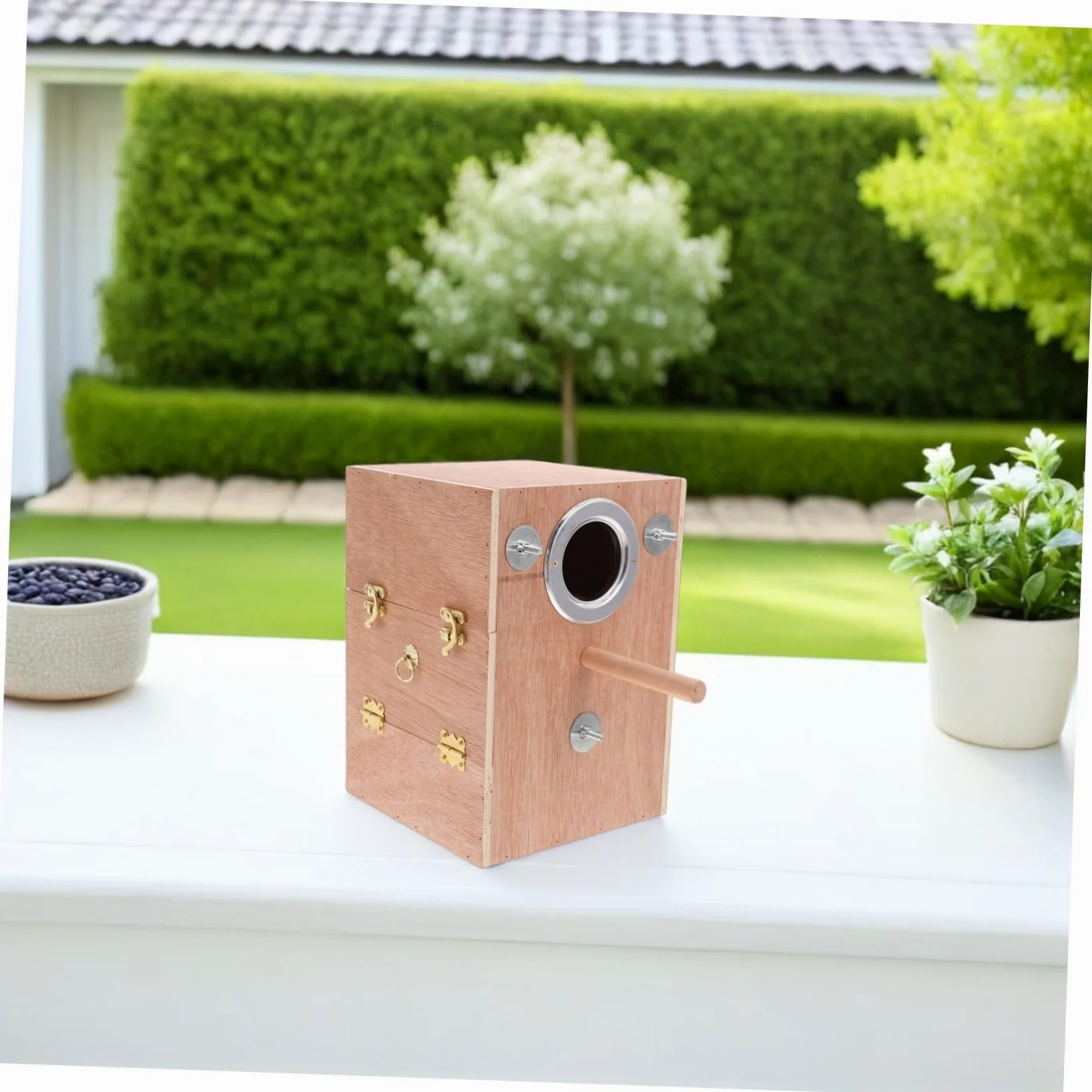 Nido De Cría De Caja De Cría para Casa para Pájaros con Soporte para Percha Madera Caja Nido para Periquitos