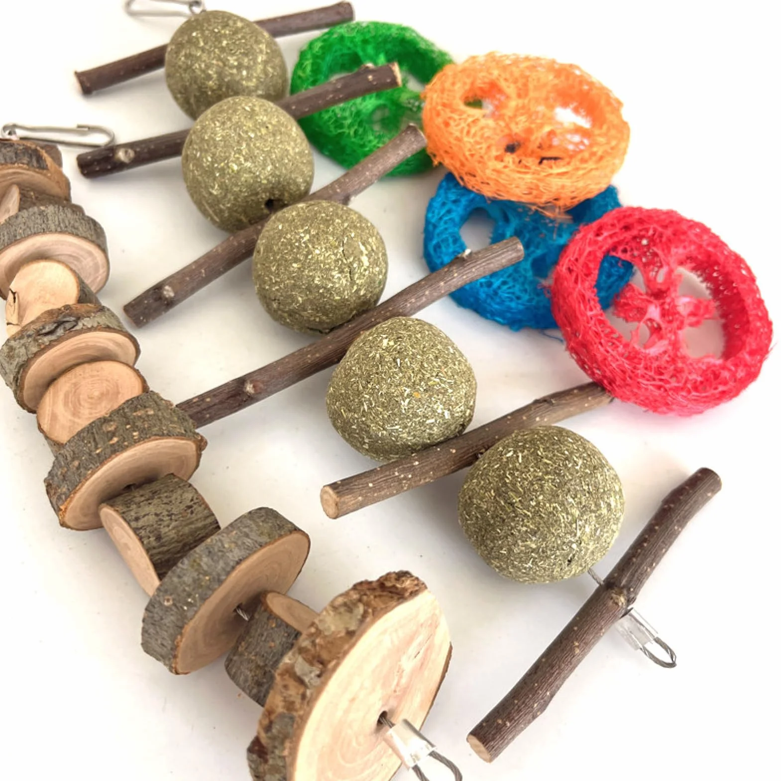 21pcs Juguetes para Conejos, Juguetes Masticables para Conejos, Hámsters, Cobayas Chinchillas, Juegos para Roedores, Palos Heno Timoteo, Palos Manzano, Bolas Ratán para Mascotas con Dientes