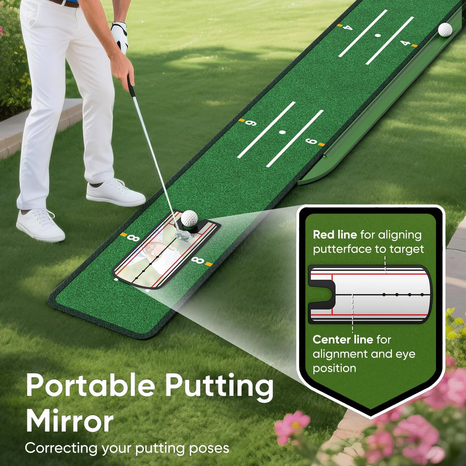WildFun Golf Putting Green Mat with Putting Gates and Mirror for Home Office Practice