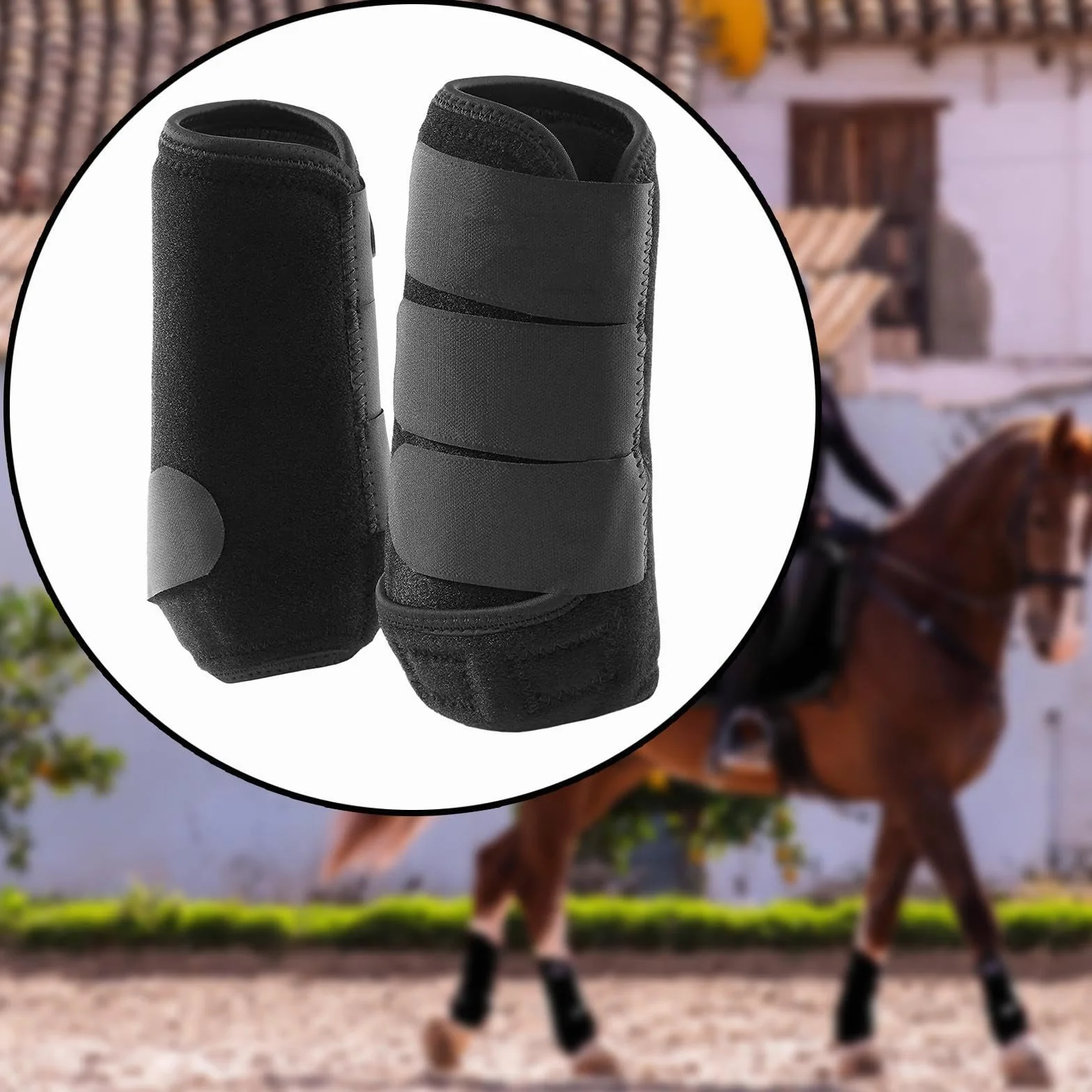 2X Protectores de Patas Delanteras y traseras para Caballos, con absorción de Impacto, para Entrenamiento, equitación y Equipo Ecuestre