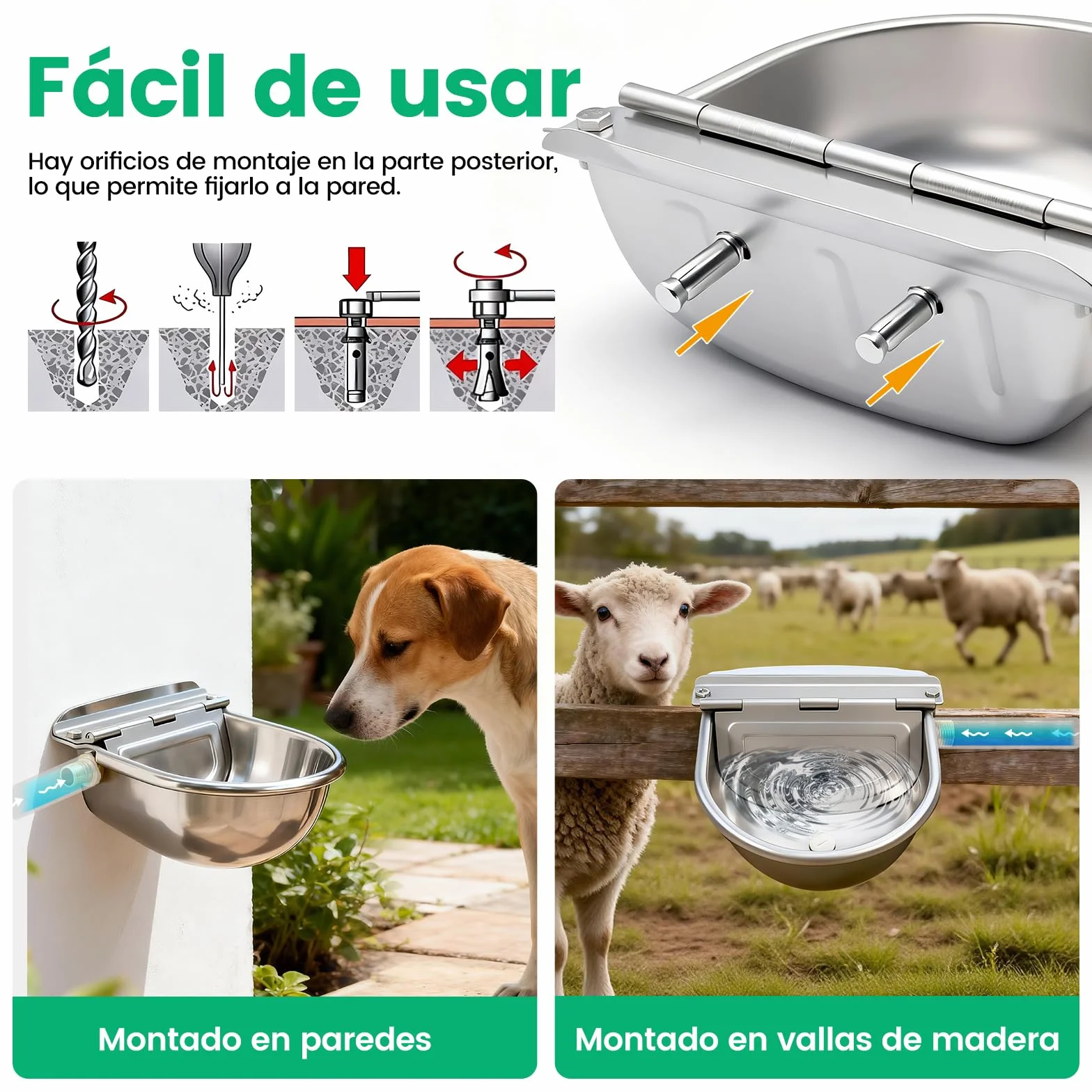 Bebedero Automatico con Valvula Flotador,Acero Inoxidable Bebedero Ganadero,Bebedero Caballos & Vacas Automatico,Bebedero para Ovejas Exterior,Bebedero Automatico para Ganado para Animales
