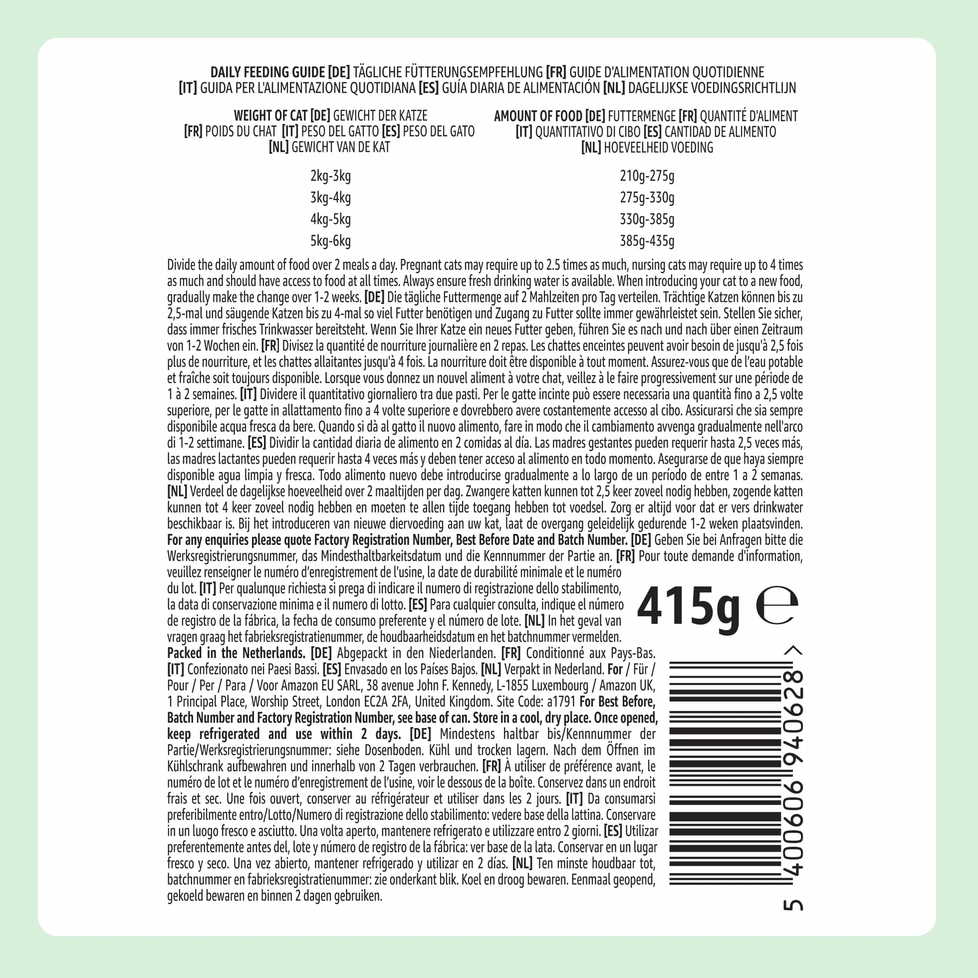 by Amazon - Comida húmeda para Gatos, trozos de salmón ASC en Salsa, 12 x 415 g