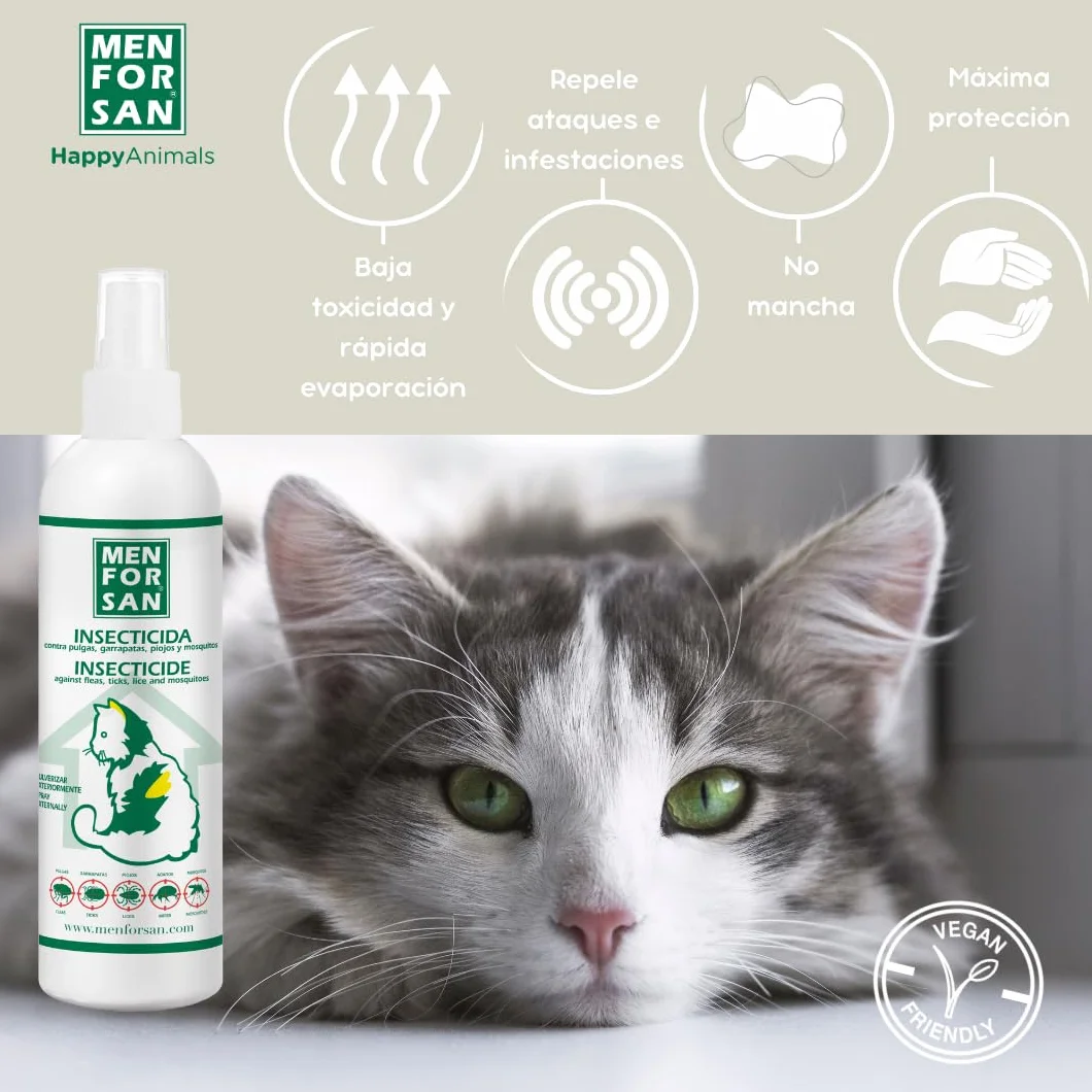 MENFORSAN Insecticida para el entorno de Gatos | No Mancha | Pulverizador | 250 ml
