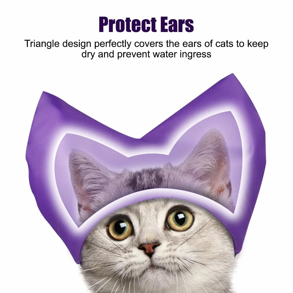 Gorros de ducha para gatos, gorro de baño impermeable para gatitos, protección para los oídos para gatos, gorro para mascotas, protector de orejas, gorro de ducha para gatos y perros pequeños, baño