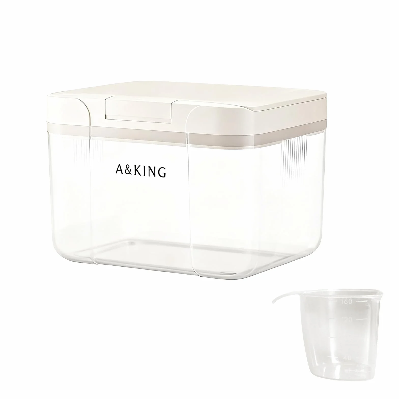 2,9 L Recipientes Herméticos para Alimentos, Caja de Almacenamiento Tapa a Presión con Cuchara Medidora en PET de Grado Alimenticio,Dosificador Detergente Lavadora