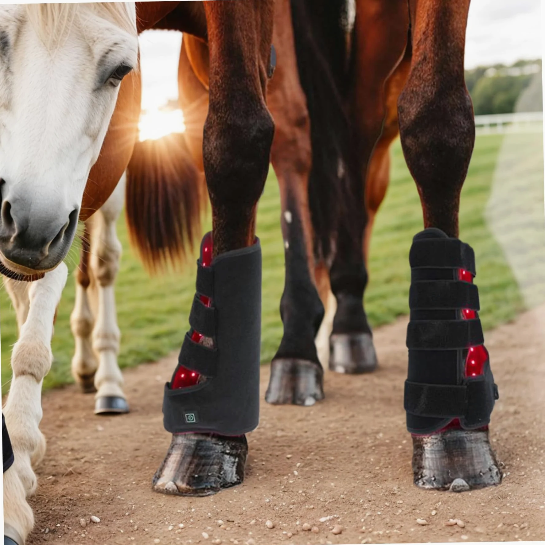 Jorzer Cinturón de luz roja, Envoltura de luz roja LED infrarroja de 850 NM y 660 NM, infrarrojo portátil portátil para músculo de Caballo de Pata de Caballo, Derecha-