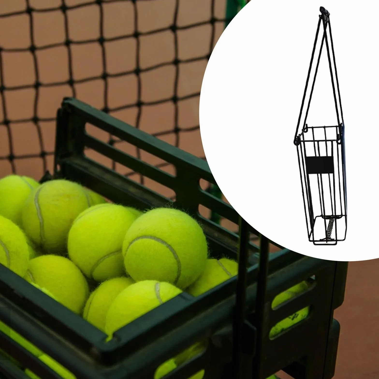 Milageto Recolector de Pelotas de Tenis Pickleball para Principiantes, Soporte para Canasta de Entrenamiento