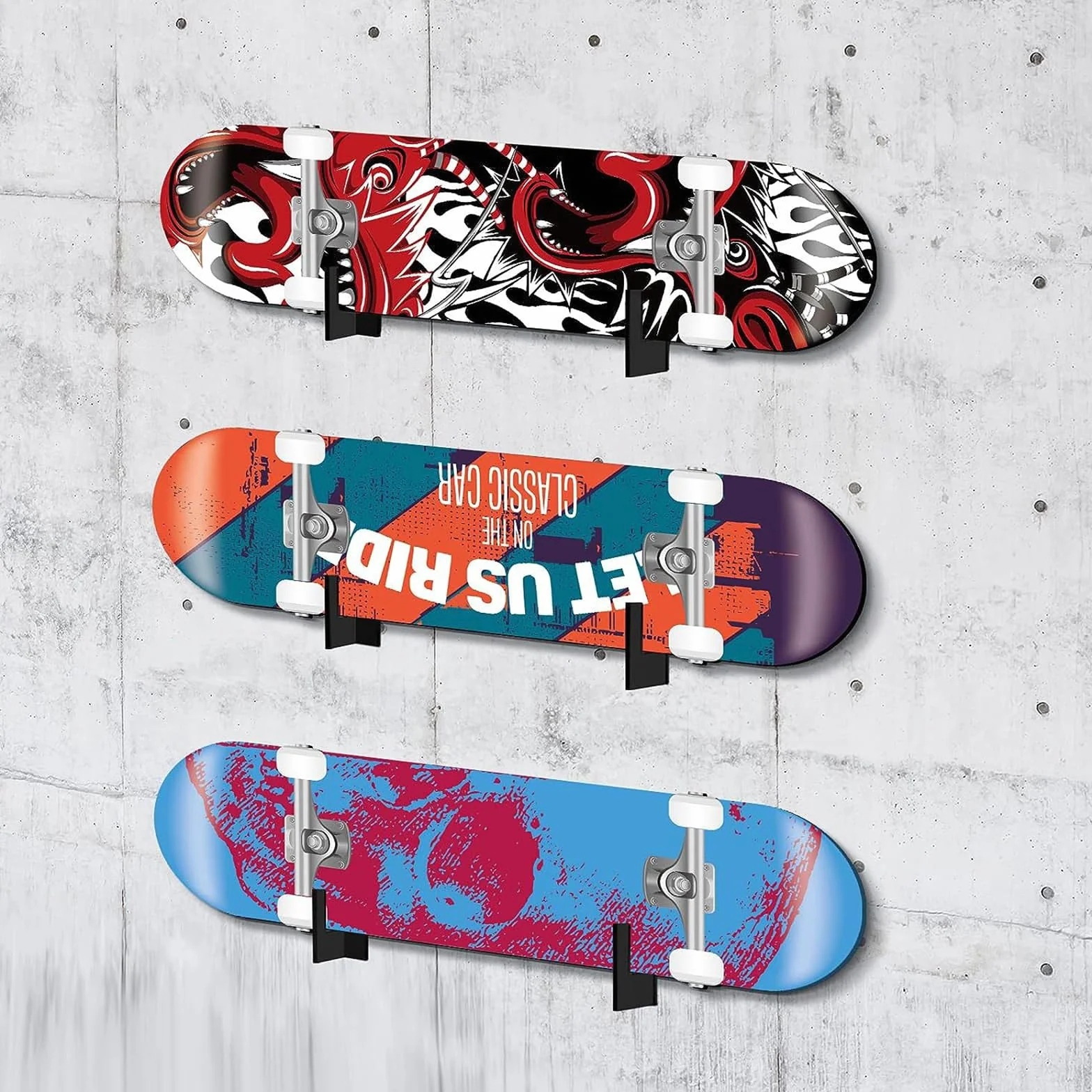 Soporte de exhibición de acrílico para monopatín, soporte fijo de pared para patinetas y longboards