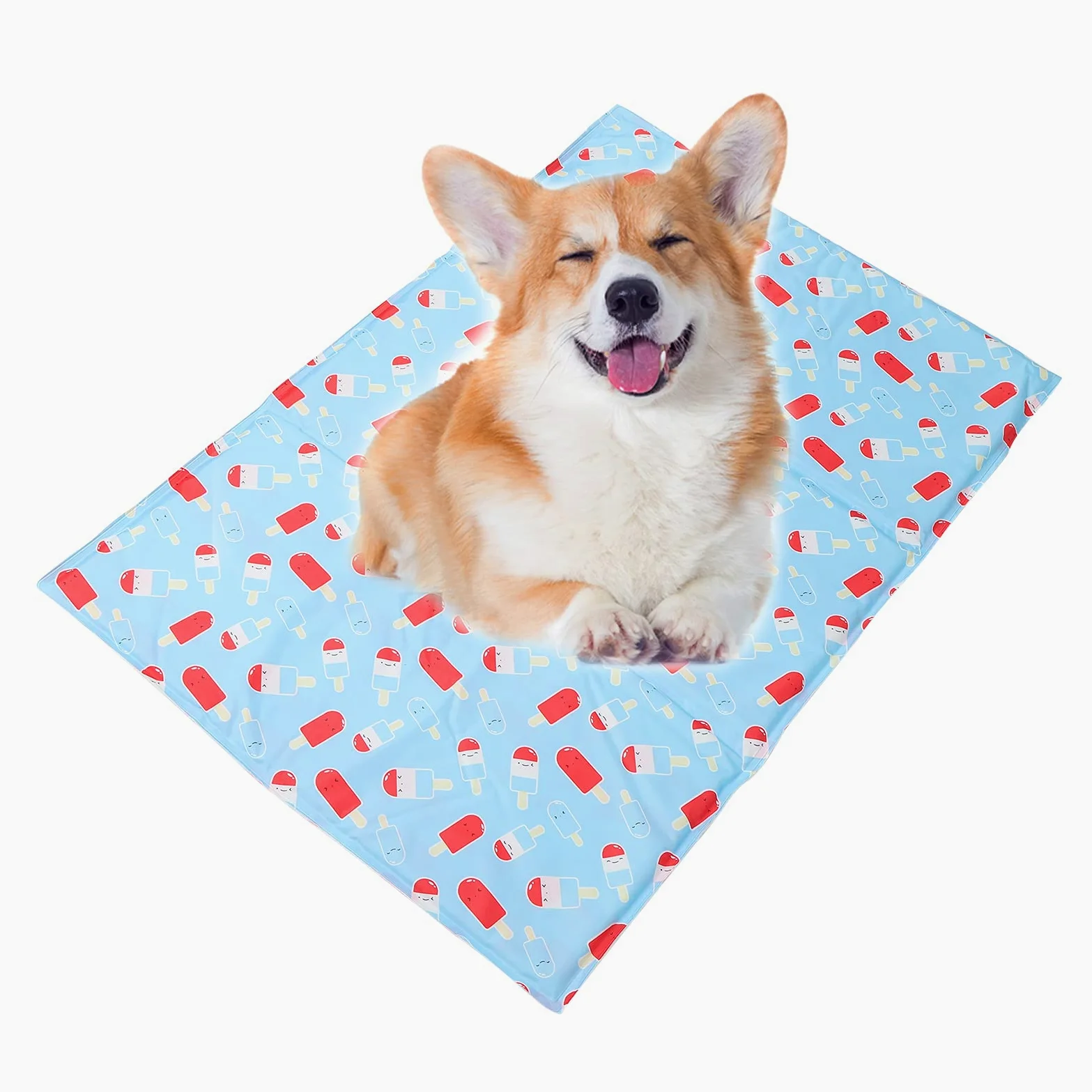 Esterilla refrigerante para mascotas, almohadilla refrigerante de gel para perros y gatos, manta fresca con dibujos animados para climas calurosos, malla transpirable con fibra de (XL: 71*111cm)