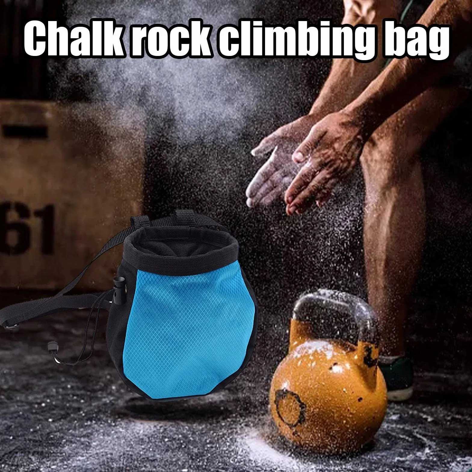 Bolsa de Tiza para Escalada en Roca con Bolsillo Cremallera y Cinturón Ajustable