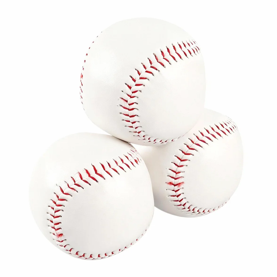 Ubric 3 piłki baseballowe standardowe skóra syntetyczna trening młodzież dorośli szkoła halowa zewnętrzna biały