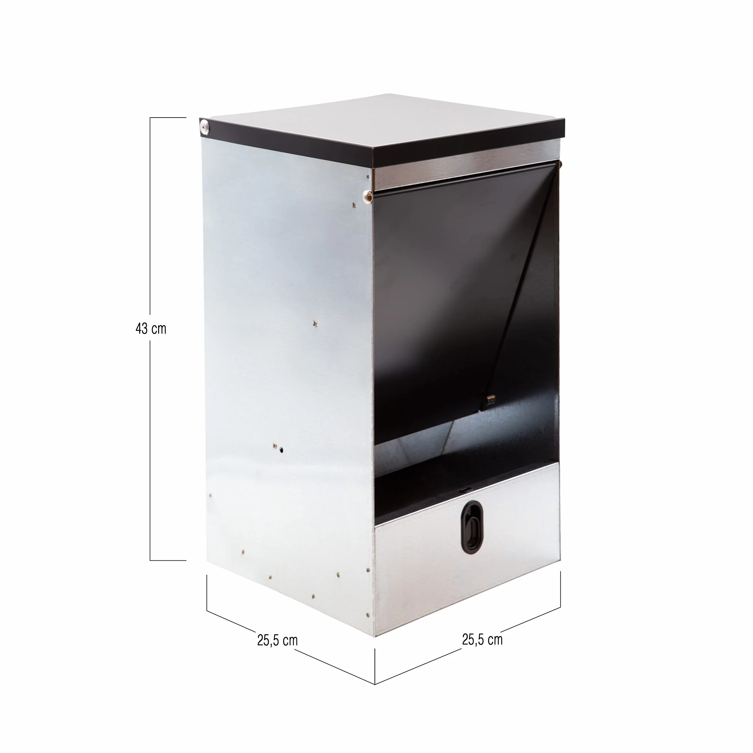 Tolva Autoservicio para Perros | Tapa Basculante Antipájaros y AntiRatones | Elegante diseño en Negro | Gran Capacidad 10 kg, 20 kg, 40 kg (10kg Negro)