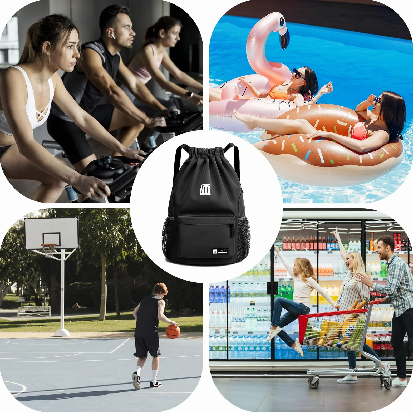 Mochila de Cuerdas Impermeable Gran Capacidad para Mujer Hombre Deportiva