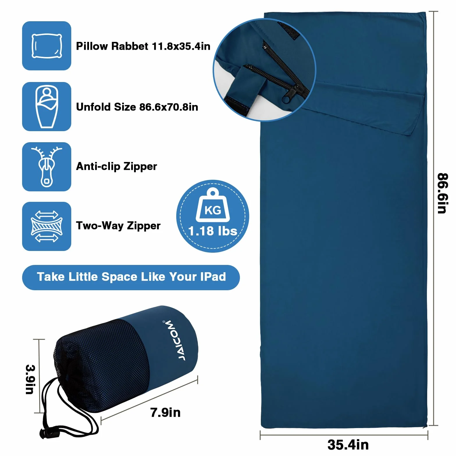 JAICOM Saco de Dormir 220 x 90 cm Ultraligero para Adultos Mochileros