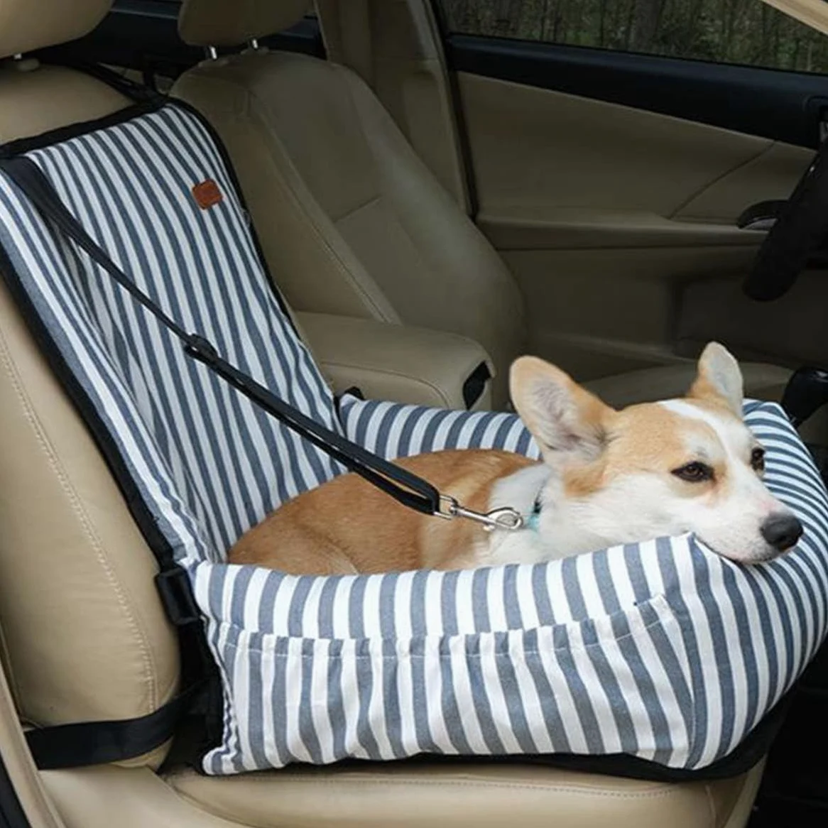 Cama elevada para asiento de coche para perro, impermeable y a prueba de arañazos, con cinturón de seguridad antideslizante para asiento trasero y delantero