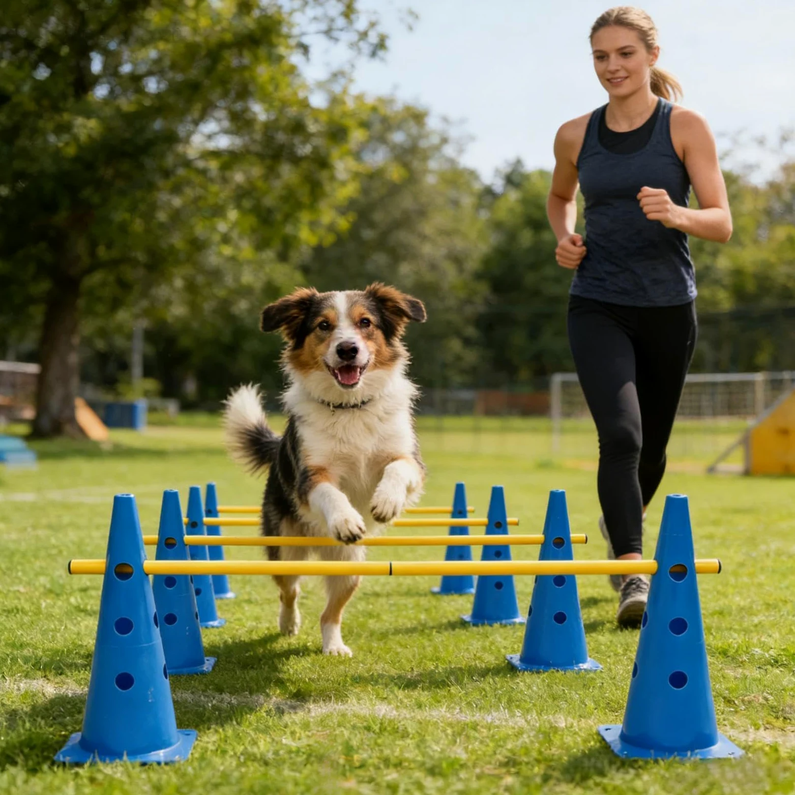 Curso de Agilidad para Perros para Jardín Accesorios Portátiles para | Set de Agility con Conos y Palos para Entrenamiento de Cachorros para Competición, Juego, Ejercicio en Interior, Ext