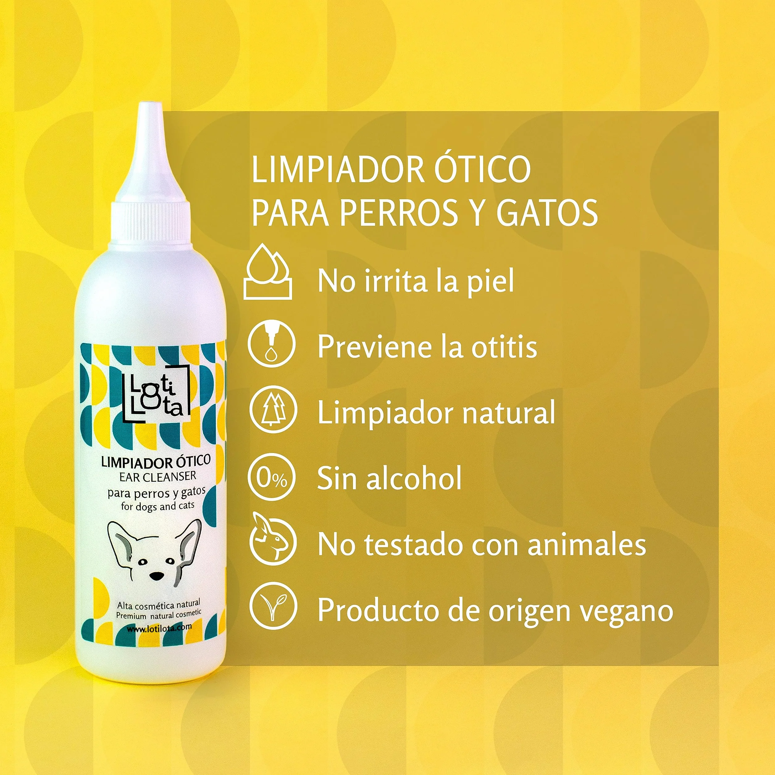 Limpiador para Orejas/Oídos de Perros Y Gatos - 125 ML - Prevención Otitis - Vegano