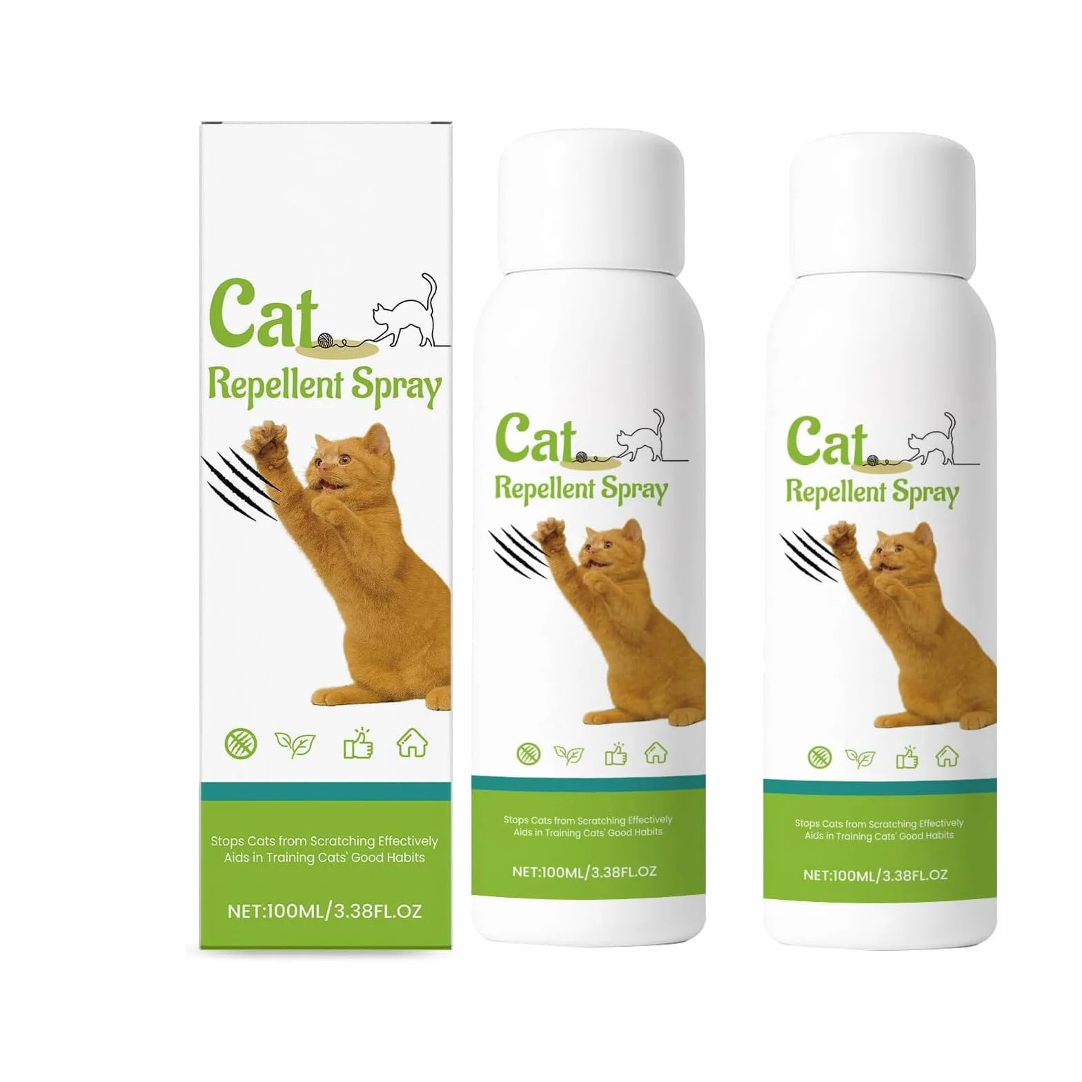 Spray Repelente Natural para Gatos,Spray Antiarañazos Sofa,Que Deja De Rascarse,para Interior Exterior Alfombra Sofá,100ML*2PC