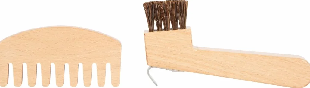 Small Foot Set de Aseo con Bolsa, Utensilios de Madera para niños, Accesorios para Caballos, 12419