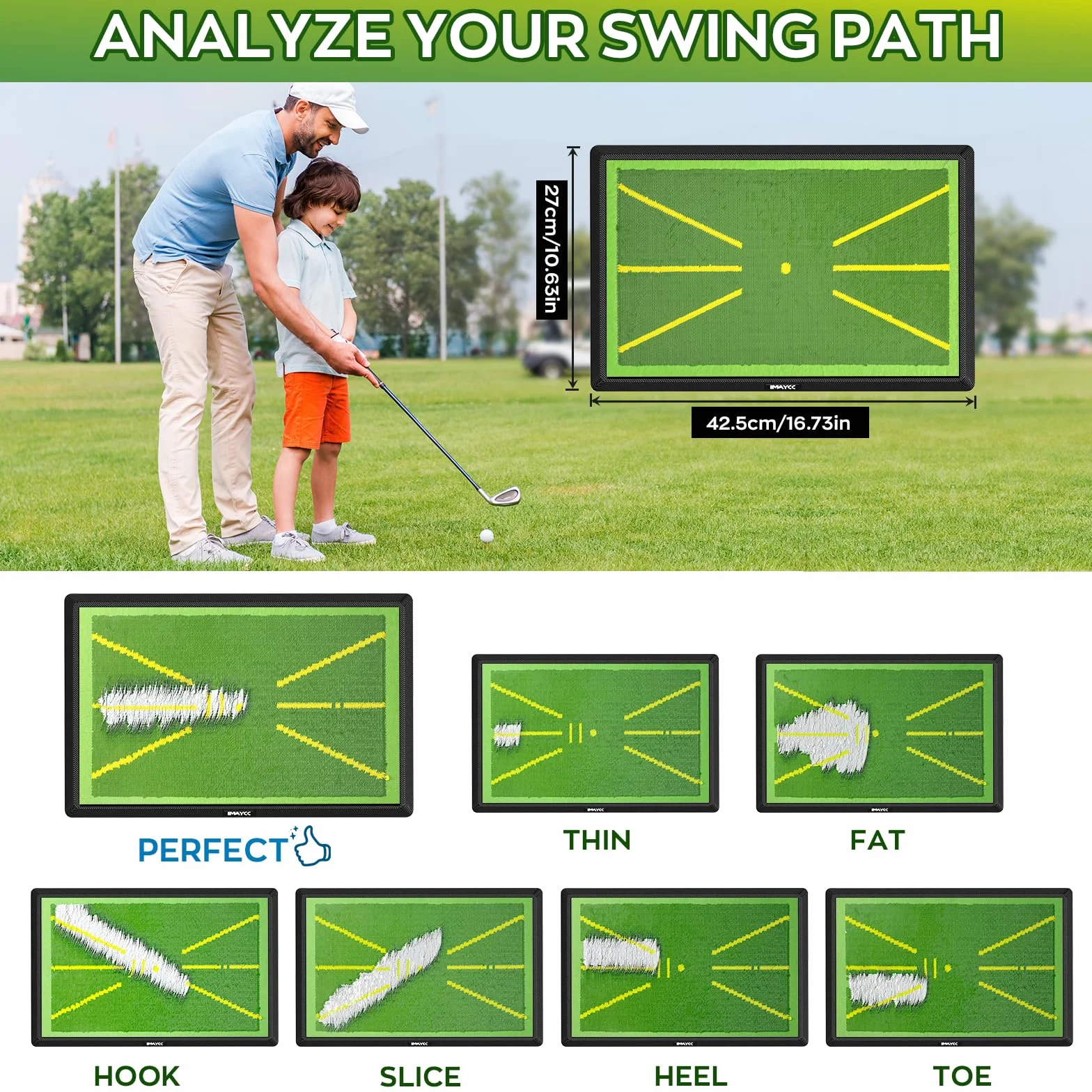 IMAYCC Alfombra de Entrenamiento de Golf Analizador de Trayectoria de Swing Antideslizante Portátil