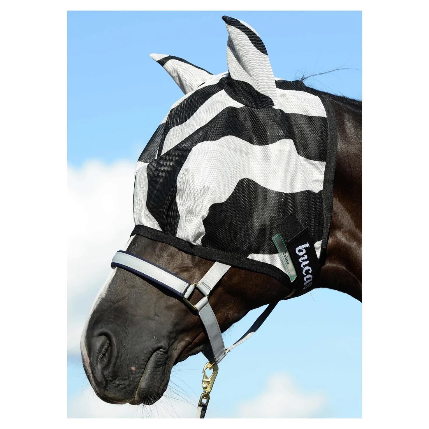 Bucas - Máscara anti insectos para caballos, diseño de cebra
