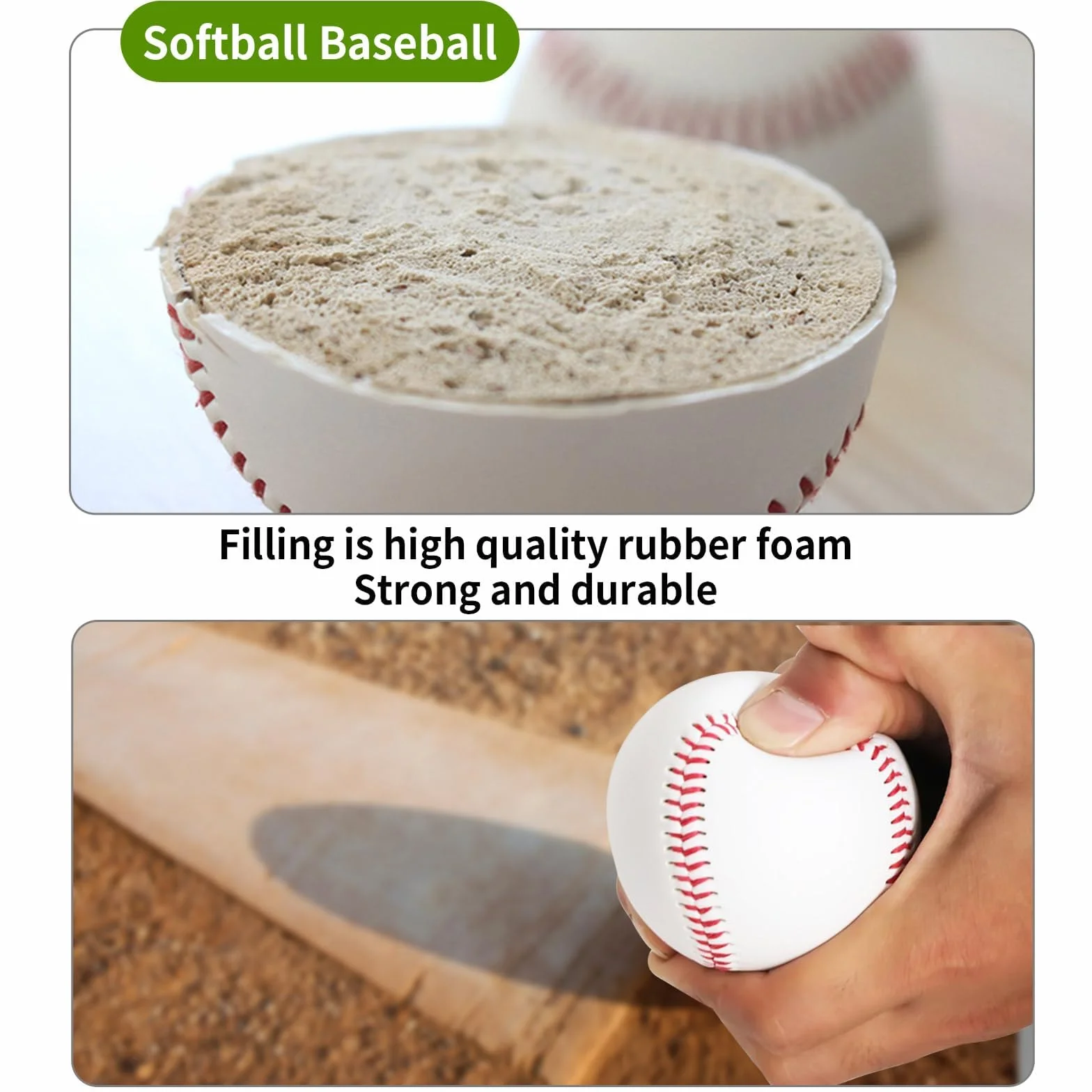 Pelotas de Béisbol Suave de Práctica PU 9 Pulgadas, Reducir Impacto Entrenamiento, 2 Piezas