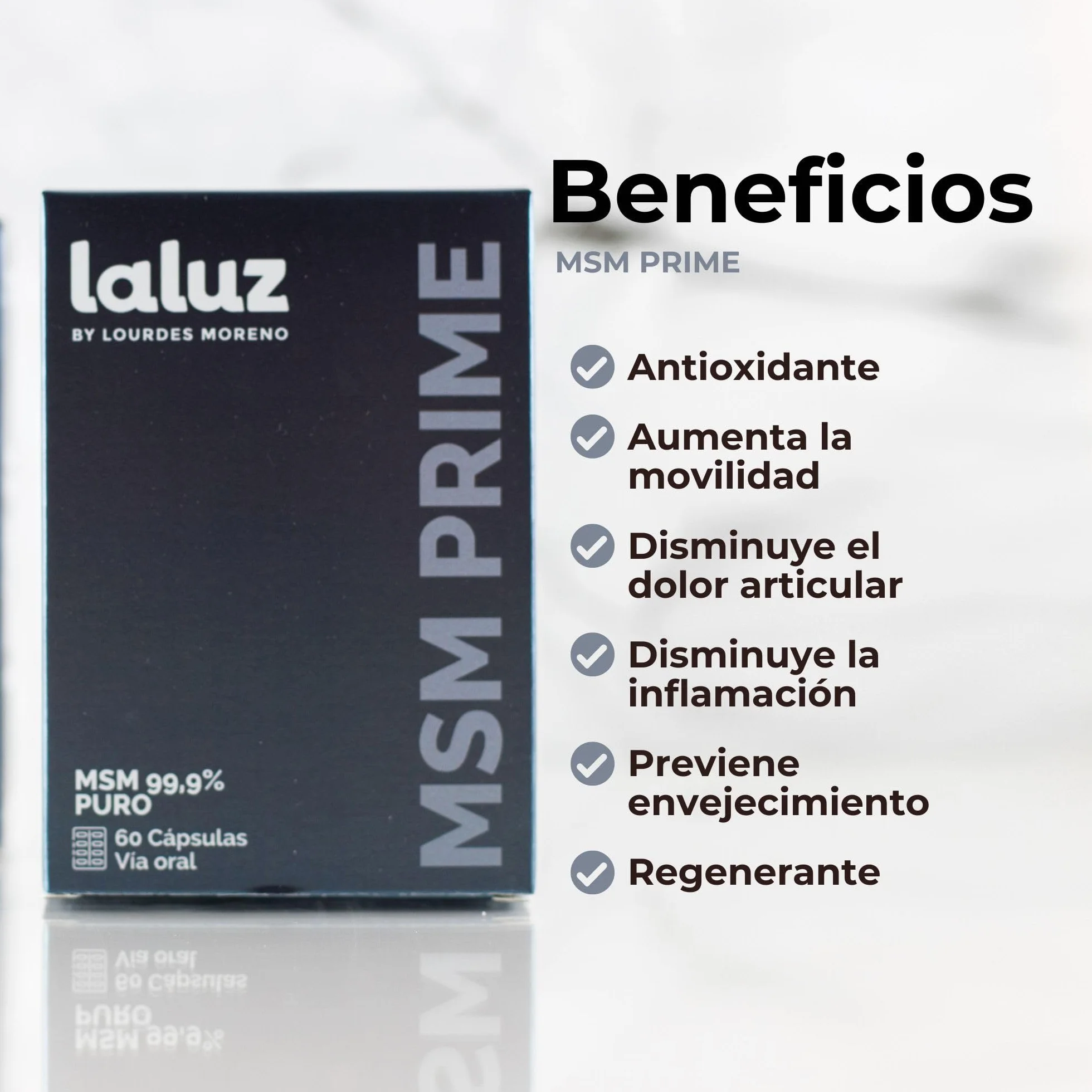 MSM PRIME 60 Cápsulas Suplemento Regenerante Articulaciones Antiinflamatorio Protección Antioxidante Movilidad Mejorada Alivio Dolor Articular