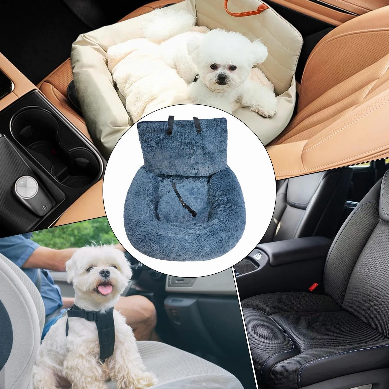Asiento de coche para perros de algodón,Asiento de coche portátil para | Cama para asiento de seguridad para perros de felp