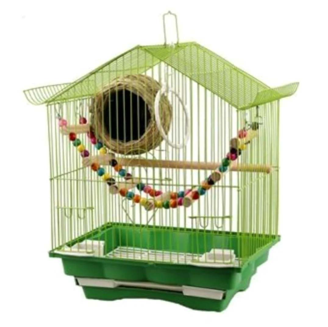 Jaula para Periquitos Jaula De Hierro para Pájaros, Jaula Transportadora De Viaje con Comedero para Loros, Conures, Lovebird, Cacatúa, Periquitos Jaulas para Aves(Grün)