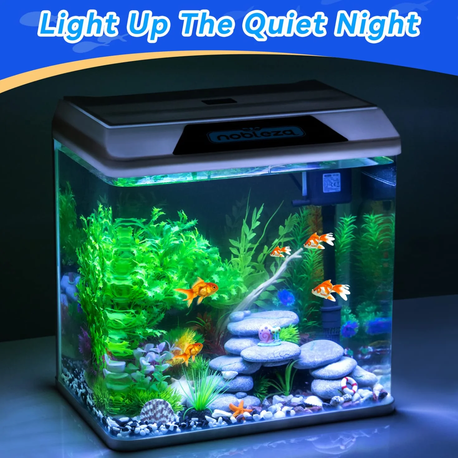Nobleza - 30L Acuarios y Peceras Completas, Peceras de Cristal con Sistema de Filtrado e Iluminación LED, Acuarios de Iniciación, Blanco