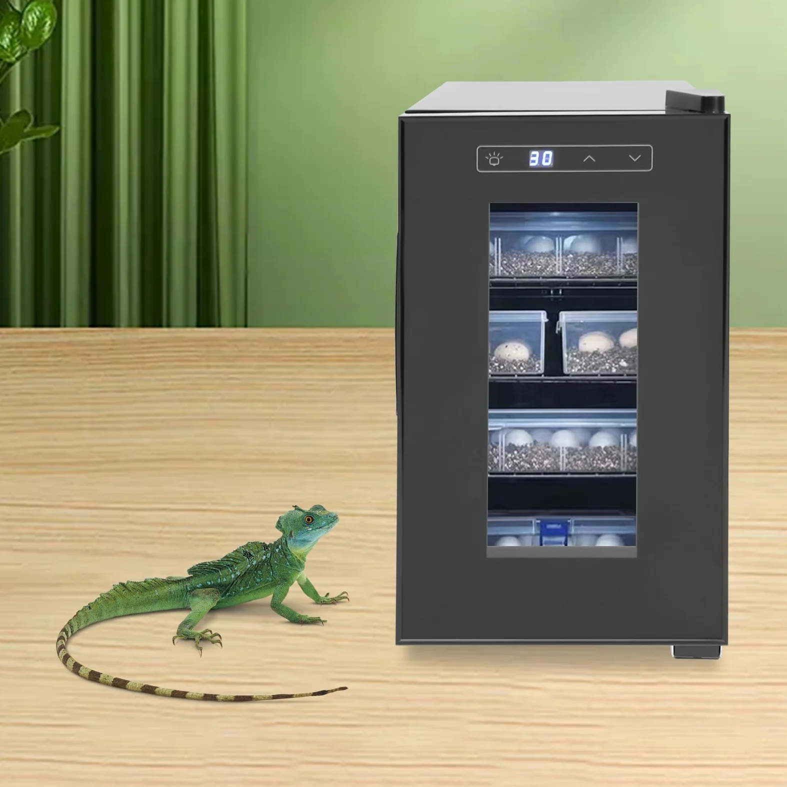 Incubadora de huevos para reptiles de 23 litros, temperatura ajustable, 10 – 40 ℃, incubadora totalmente automática con pantalla LED, incubadora de laboratorio para tortugas de agua, lagartos,