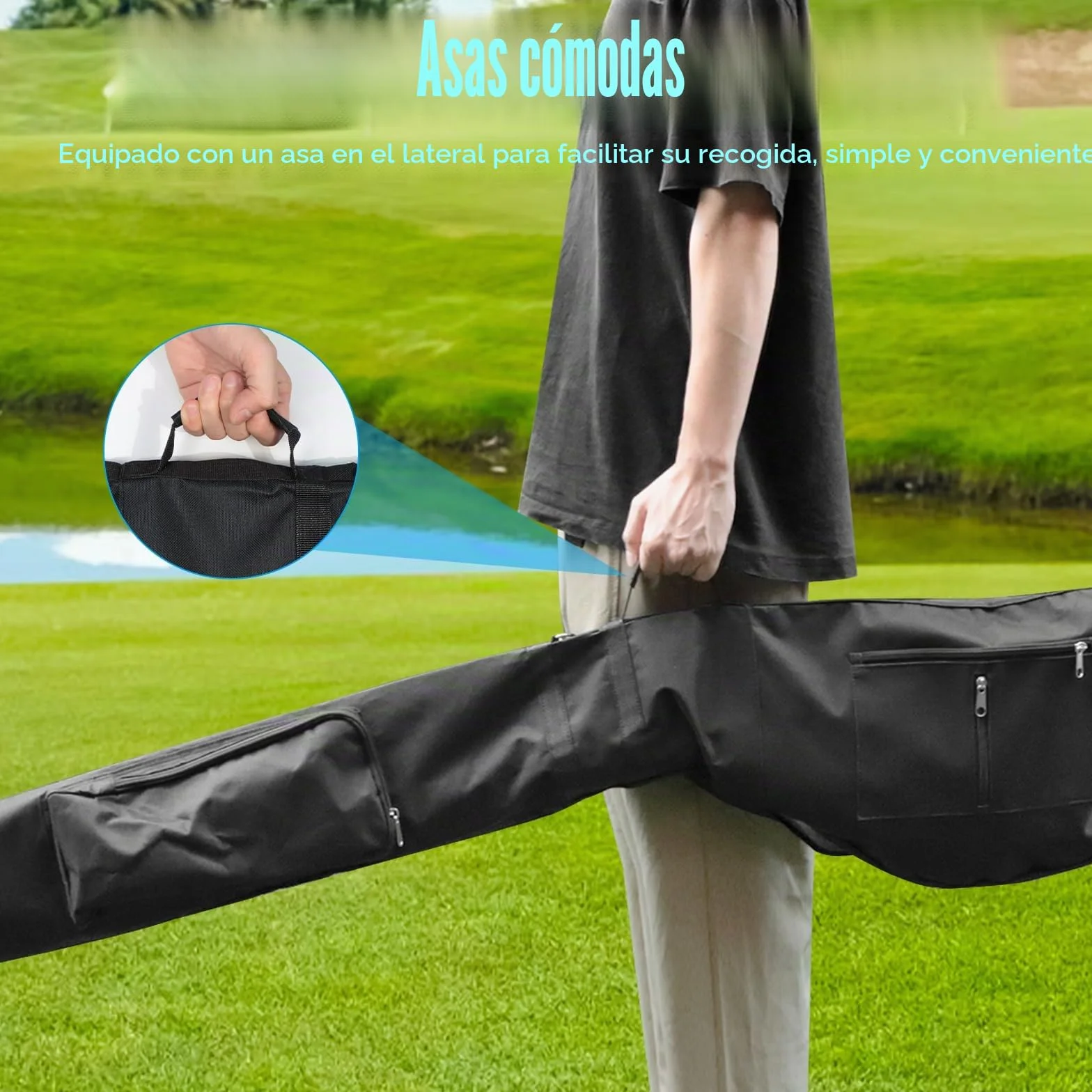 Bolsa de Viaje Plegable para Palos de Golf Impermeable Negra