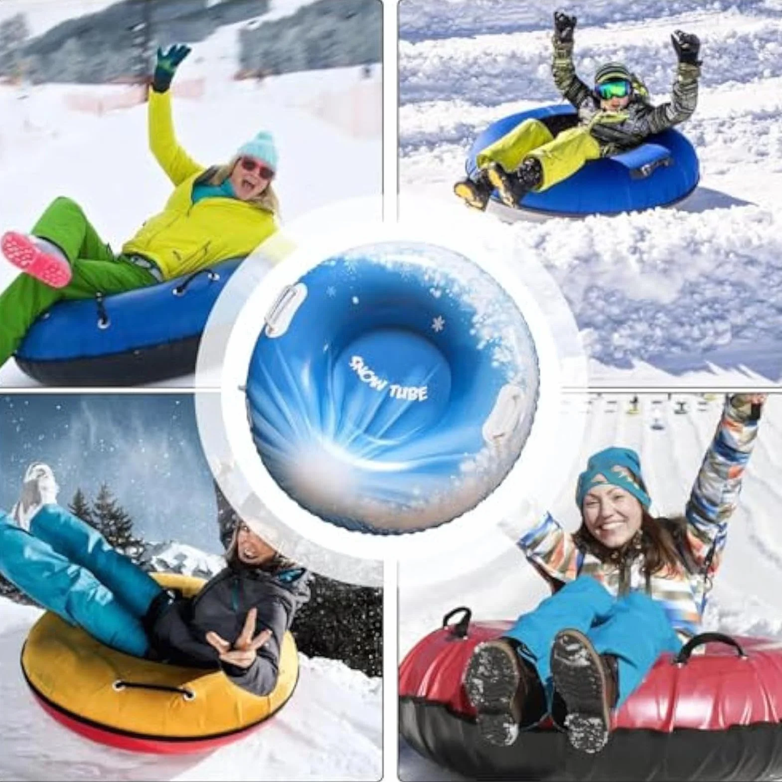 Tubos De Nieve para Adultos – Tubo Inflable Resistente con Asas, 80 × 80 × 25 Cm PVC Duradero Trineo De Invierno