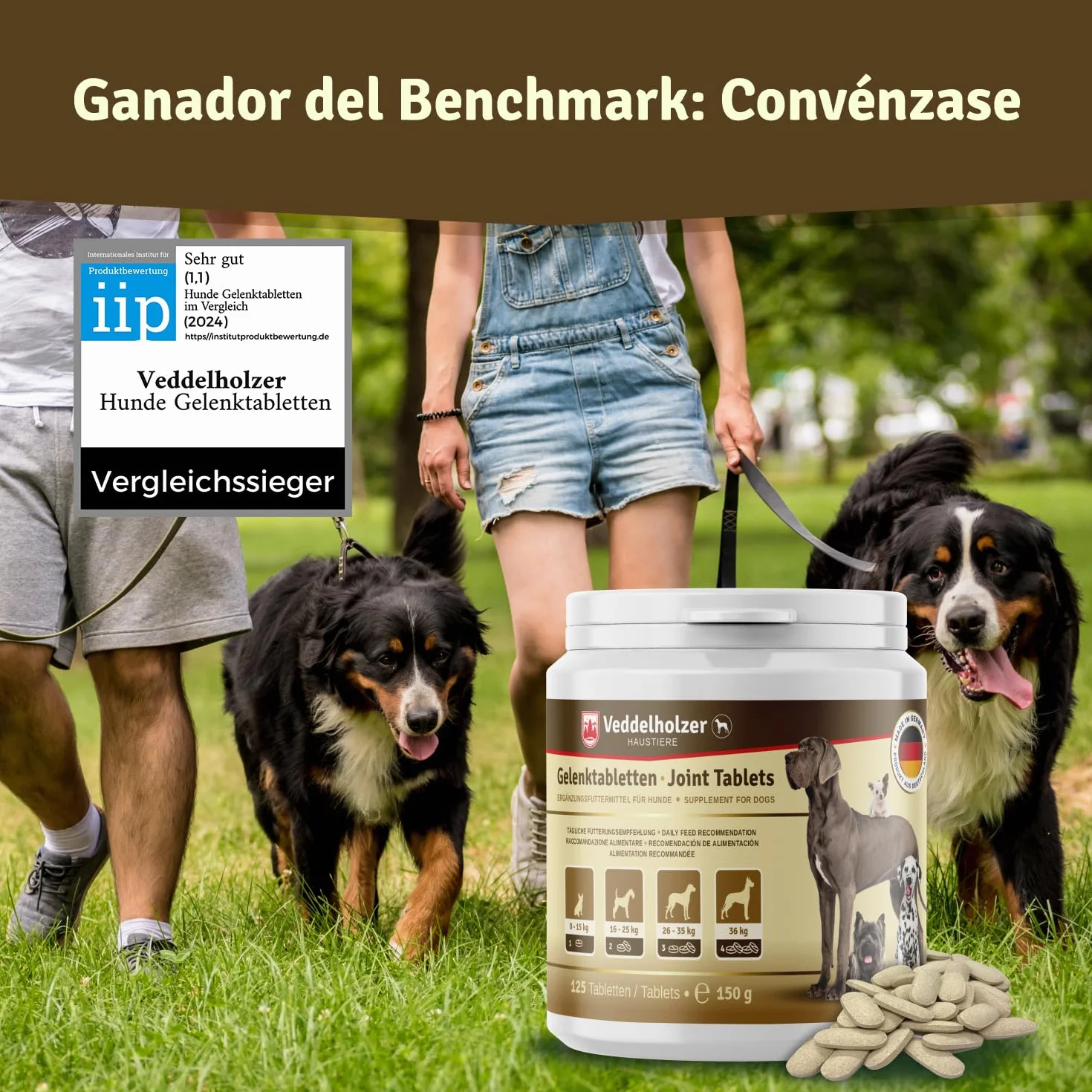 Veddelholzer condroprotector glucosamina MSM colágeno hialurón 125 cápsulas perros articulaciones