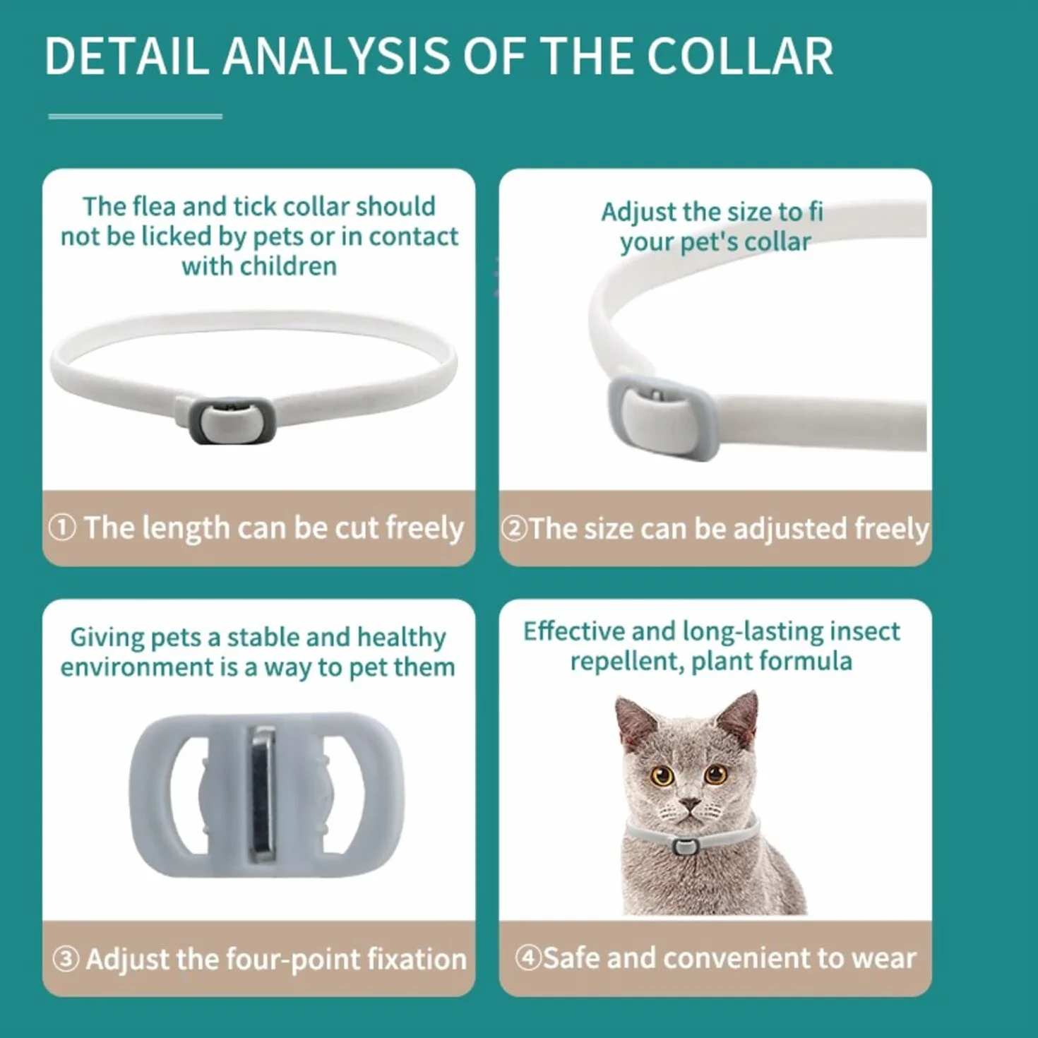 Collar antipulgas y garrapatas Pets4Luv para Gatos, Talla única para Todos los Gatos, elaborado con aceites Esenciales, Seguro y eficaz para repeler pulgas y garrapatas, protección de 24 Meses, 3pc