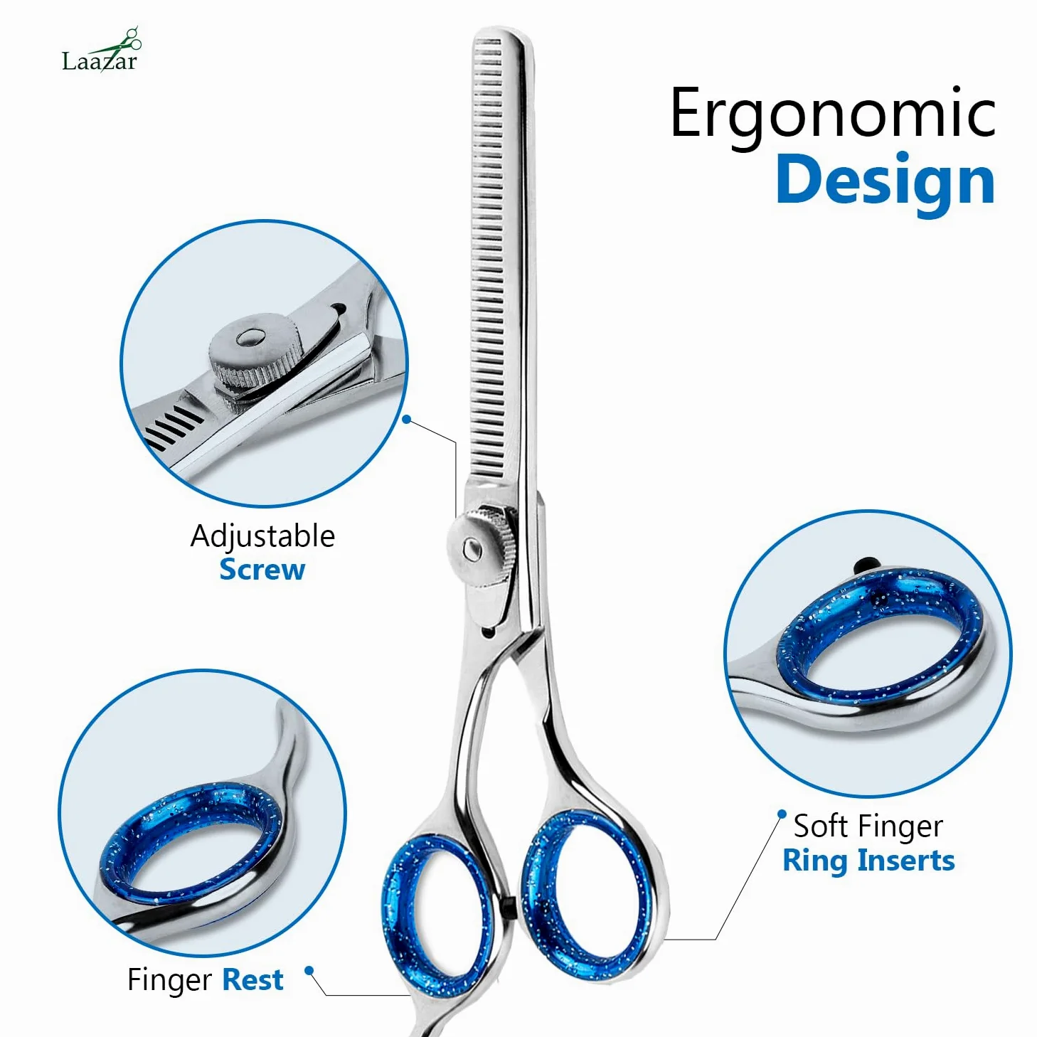 Laazar Pro Shears, Tijeras de Aseo para Mascotas entrelazadas, 16,5 cm, 42 Dientes