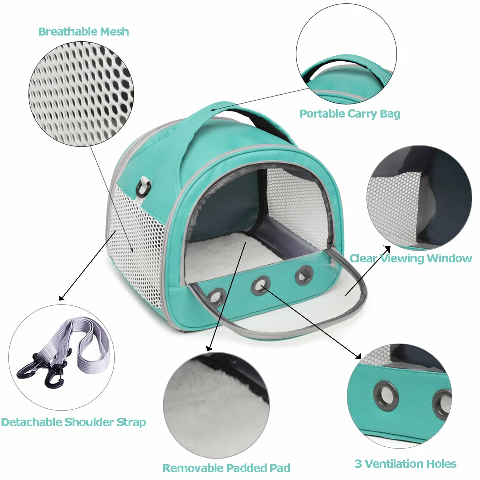 SOONHUA Bolsa de Transporte de Animales pequeños,Bolsa de Viaje saliente para Mascotas,Portador de Conejillos de Indias portátil con Ventana Transparente y Malla Transpirable para Indias Ardilla