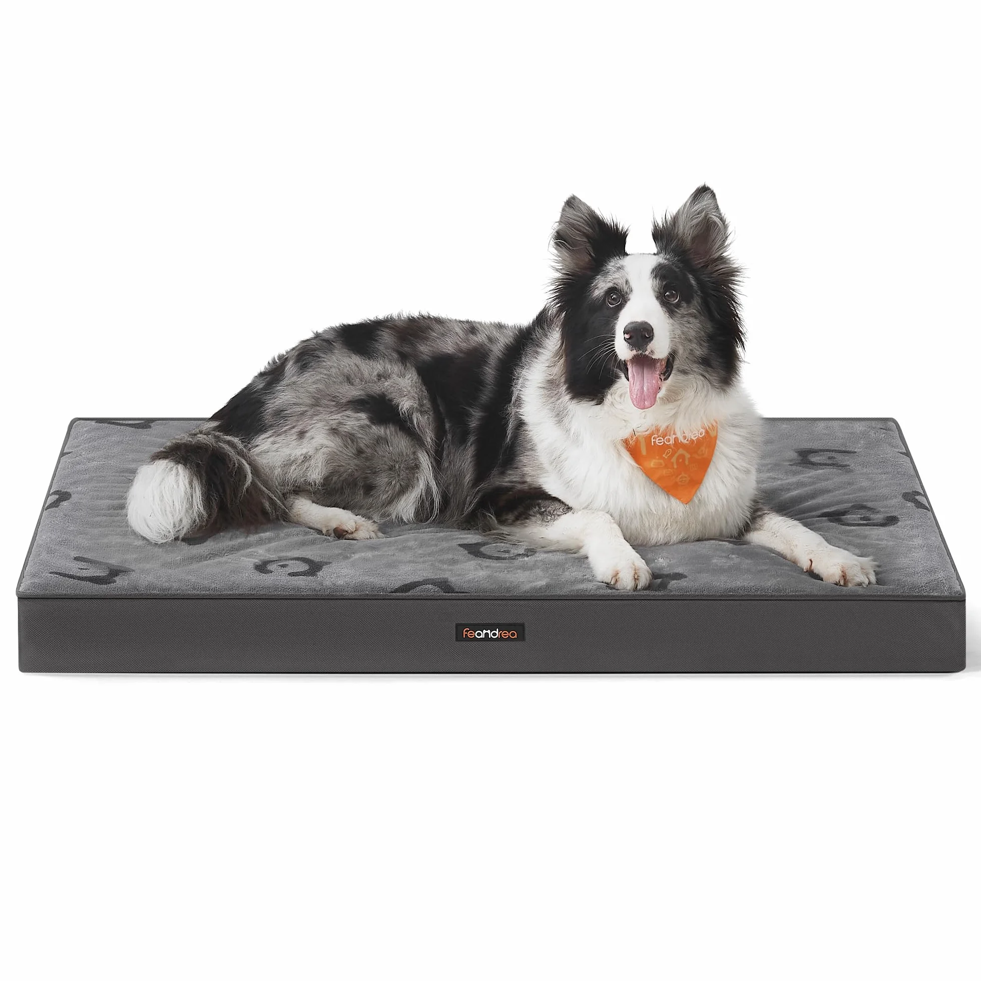 Feandrea Cama para Perros, Cama para Mascotas, Espuma Corrugada Preformada, con Asa, Extraíble, Doble Cara, Impermeable, Talla XL, 105 x 73 x 10 cm, Gris Paloma PGW243G01
