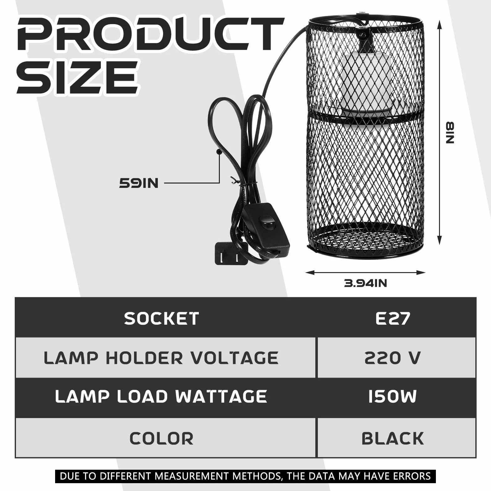 VIHOSE 6 protectores de lámpara de calor para reptiles con emisor de calor de cerámica de 150 W, soporte de lámpara de calefacción antiquemaduras, jaula de malla, pantallas de protección contra