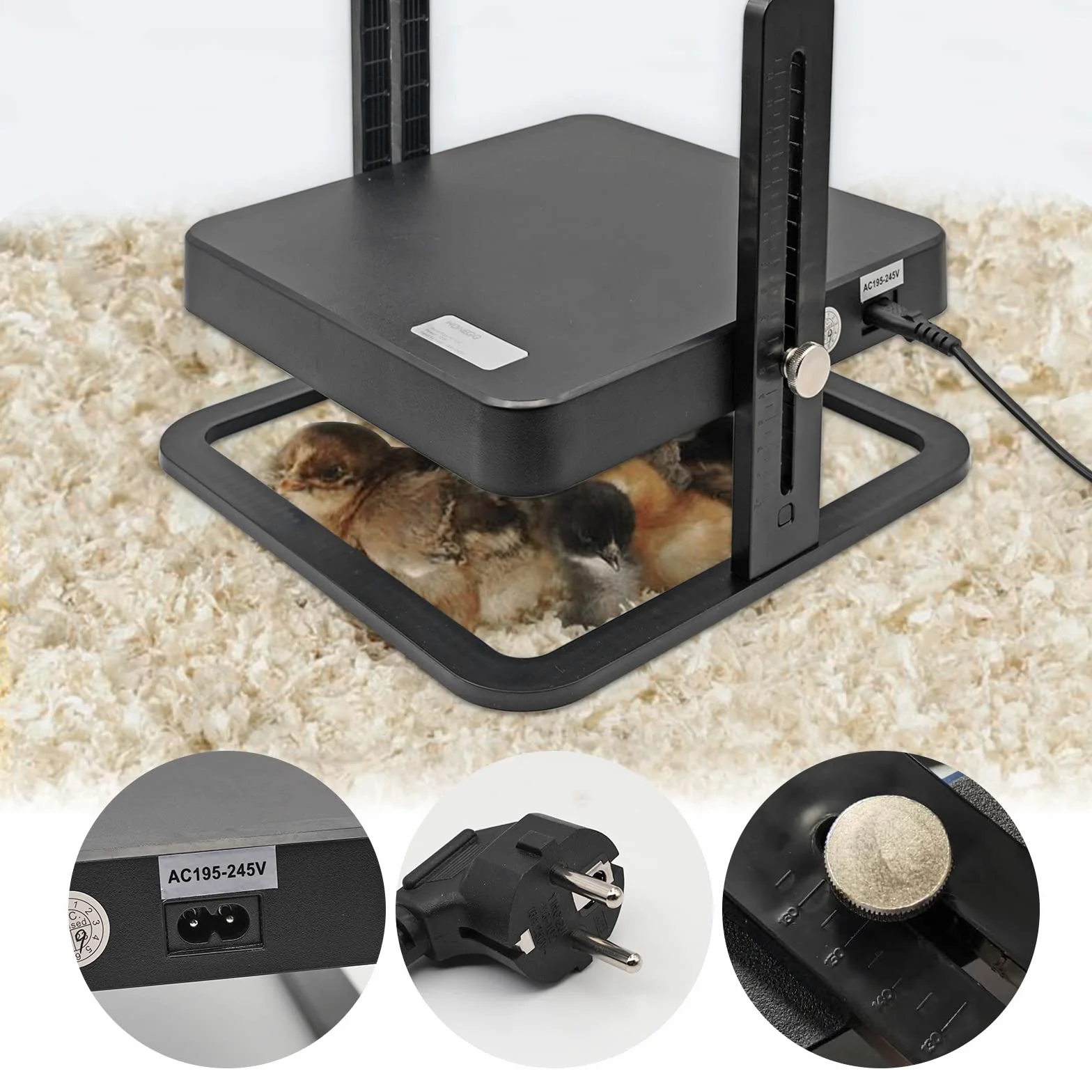 Placa de Calor para criadora de Pollitos, 27,4 X 27,4 cm, Calentador Inteligente para Pollos, lámpara de Calor con Fuente de Calor Artificial para gallinas
