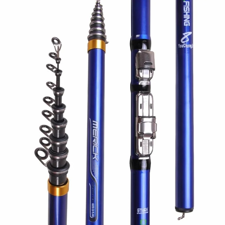 Caña de Pescar Telescópica de Fibra de Carbono 3.6M 4.5M 5.4M 6.3M Potencia M para Surf Carpa