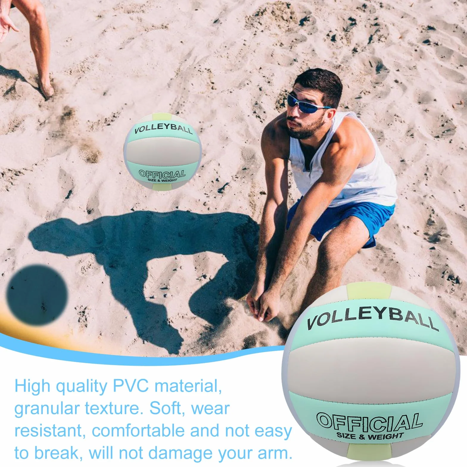 Balón de voleibol oficial tamaño 5 de poliuretano suave con inflador para playa interior y exterior
