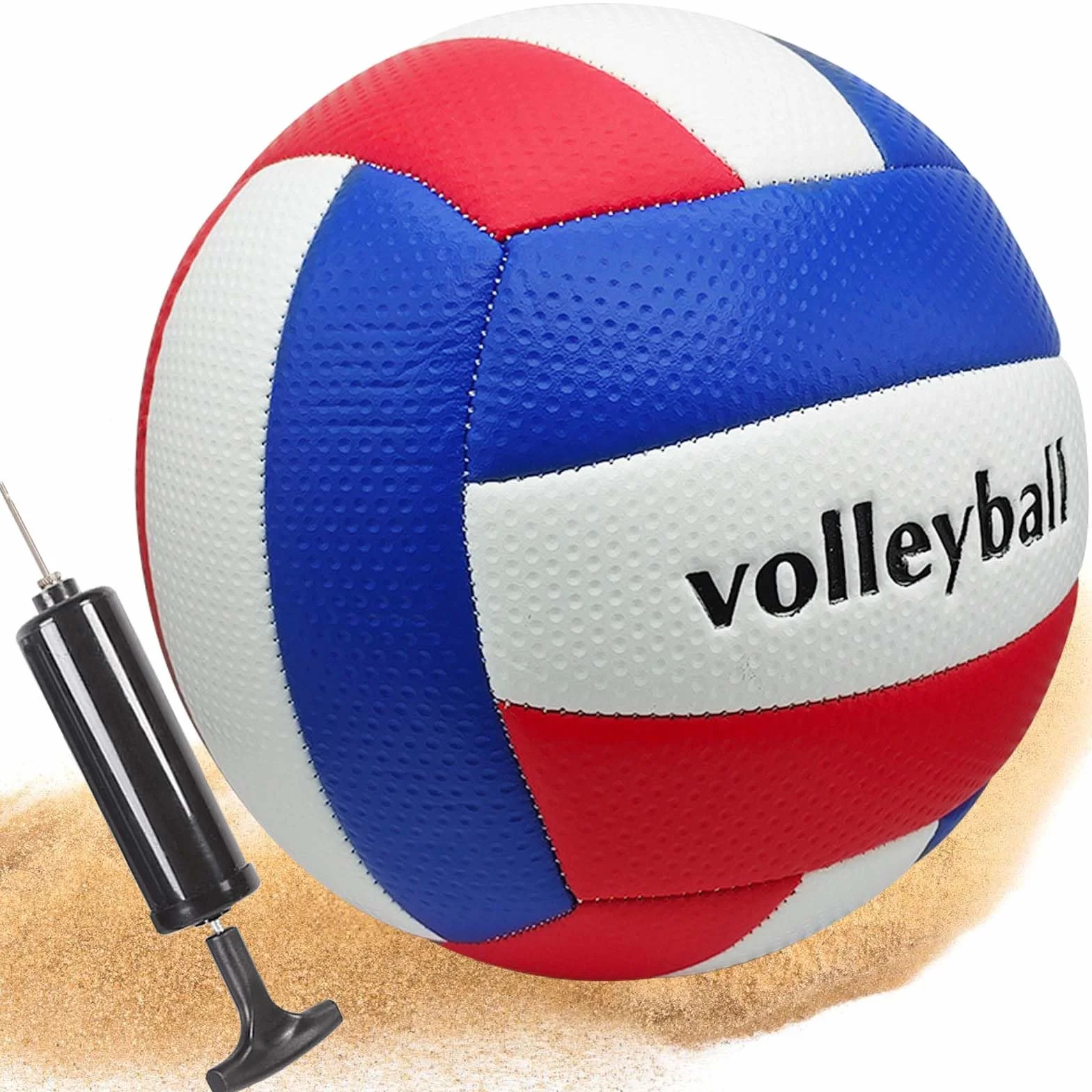 Voleibol de playa de cuero suave tamaño 5 con bomba, resistente al agua, oficial para niñas jóvenes adultos