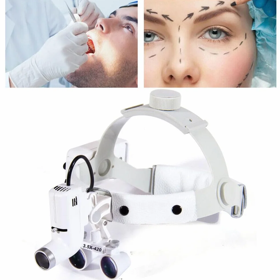 Linterna Frontal Médico-Quirúrgica Dental 5W LED 3.5X Lupa Binócular