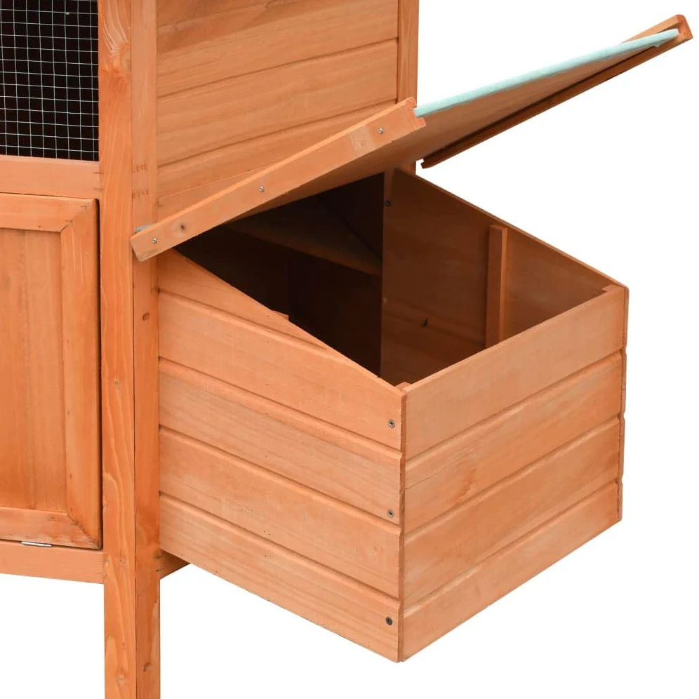 Conejera de Exterior Madera Gallineros Casa para Conejos Cobayas Hámster Mascotas Jaula para Conejo Animales Pequeños Impermeable Maciza de Pino y Abeto 126x117x125 cm