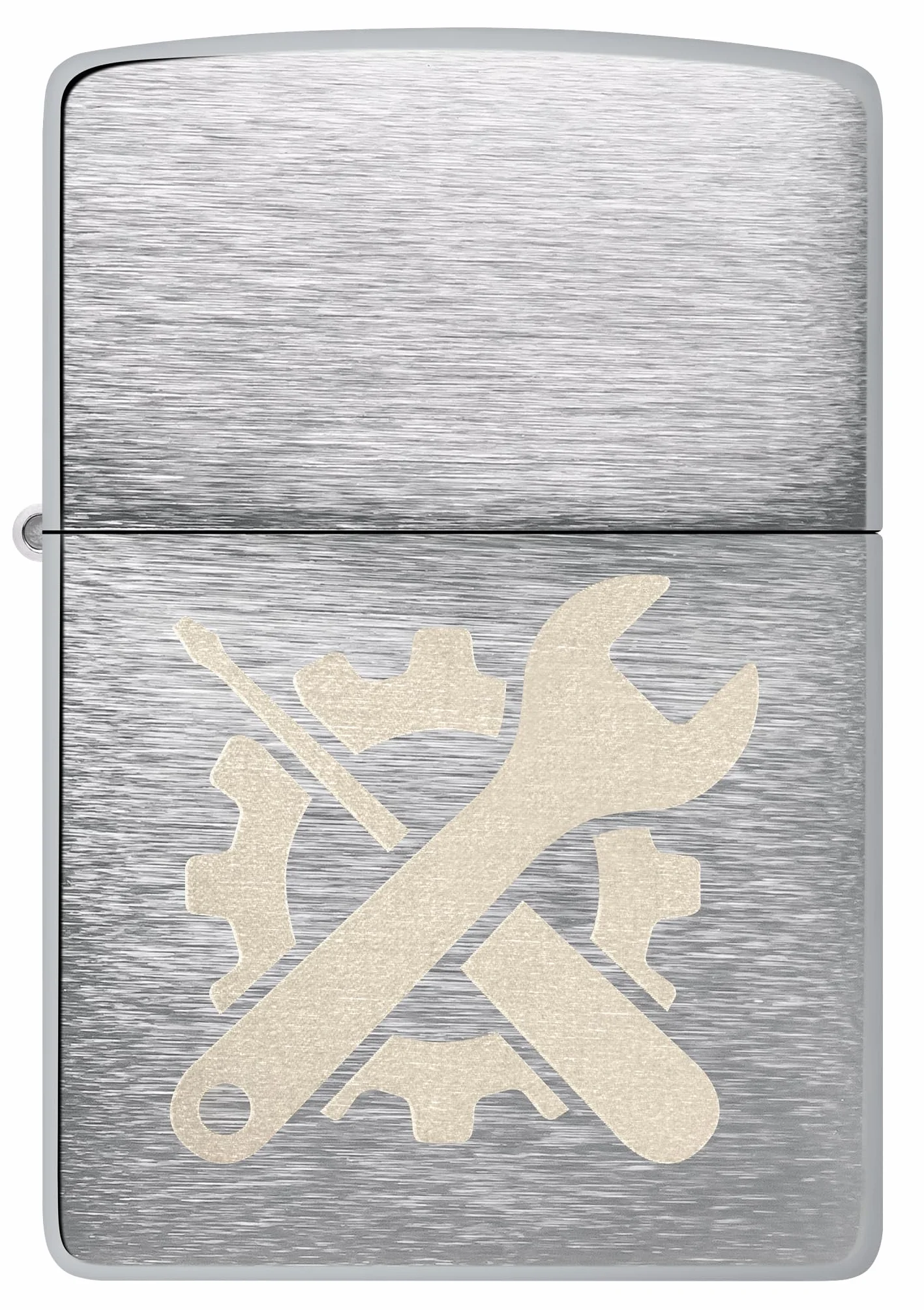 Zippo Encendedor a prueba de viento Brushed Chrome Laser Engrave Recargable Caja regalo