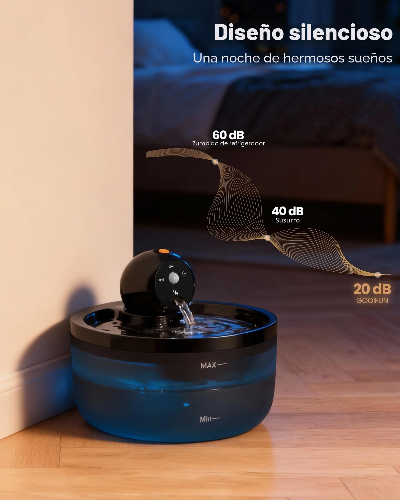Fuente para Gatos sin Cable: Bebedero Gatos Automatico Inalambrica - 2.6L Fuente Gato con Sensor de Movimiento - Dispensador Agua Gato Recargable con Batería - Dispensador Agua Mascotas con Pilas
