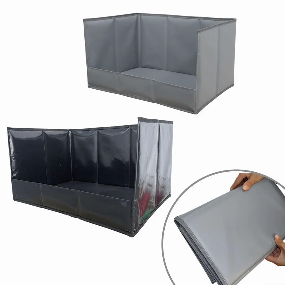 Bandeja plegable para orinal para perros con forro impermeable de cara alta, portátil para soporte de almohadilla de orina de cachorro y base de baño antisalpicaduras para perros pequeños y medianos