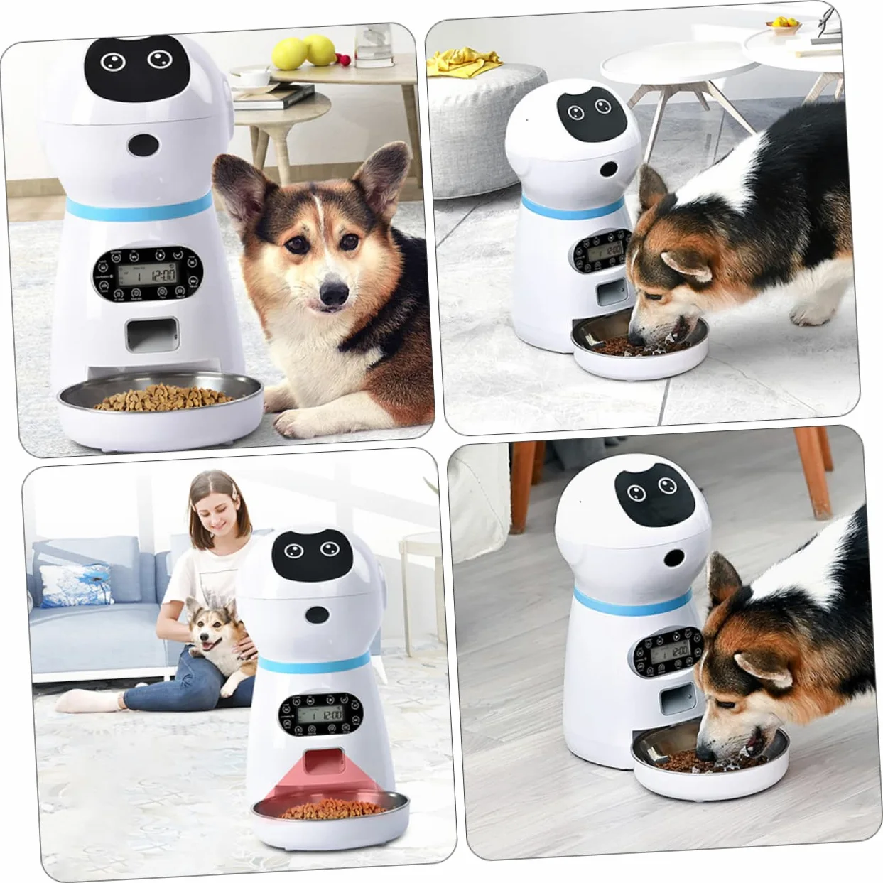VANZACK Alimentador Automático y Función de Grabación para Mascotas con Capacidad 3.5l Robot Inteligente con Temporizador Digital para Uso en Hogar Personal